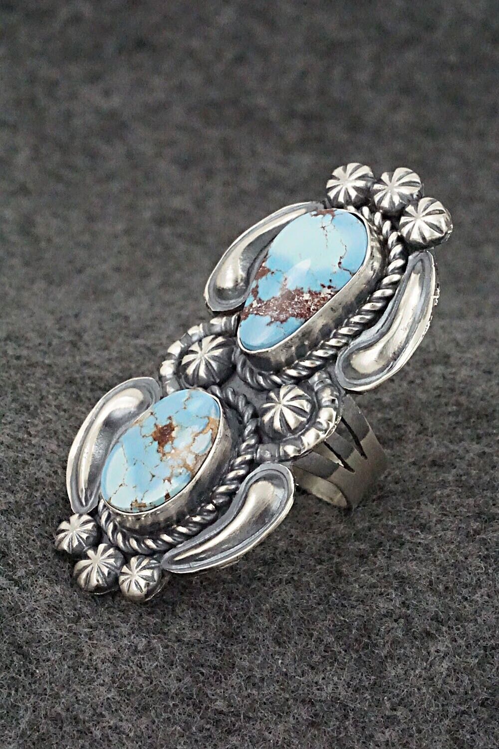 Turquoise & Sterling Silver Ring - Jeff James - Size 8