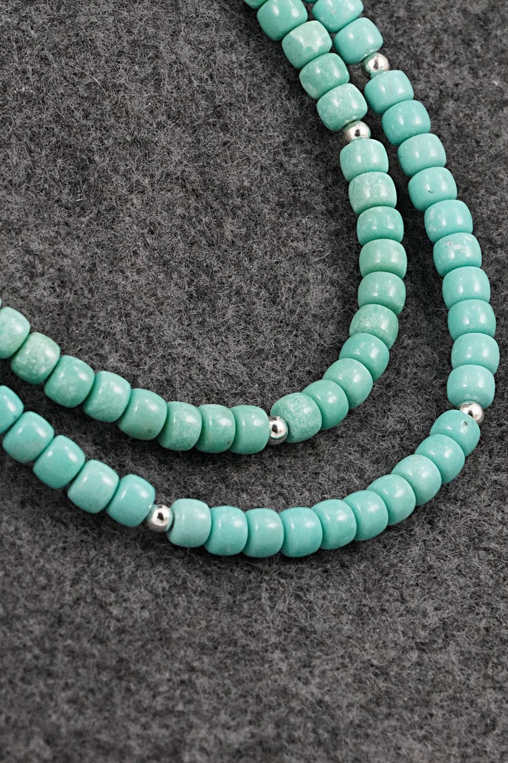 Turquoise & Sterling Silver Necklace 20" - Erika Brown