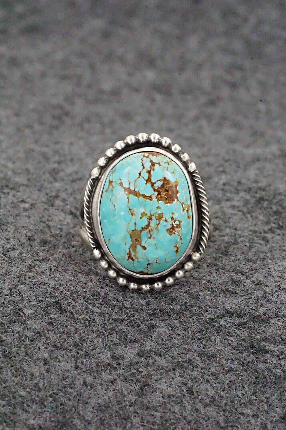 Turquoise & Sterling Silver Ring - Jameson Garcia - Size 8 Adj.