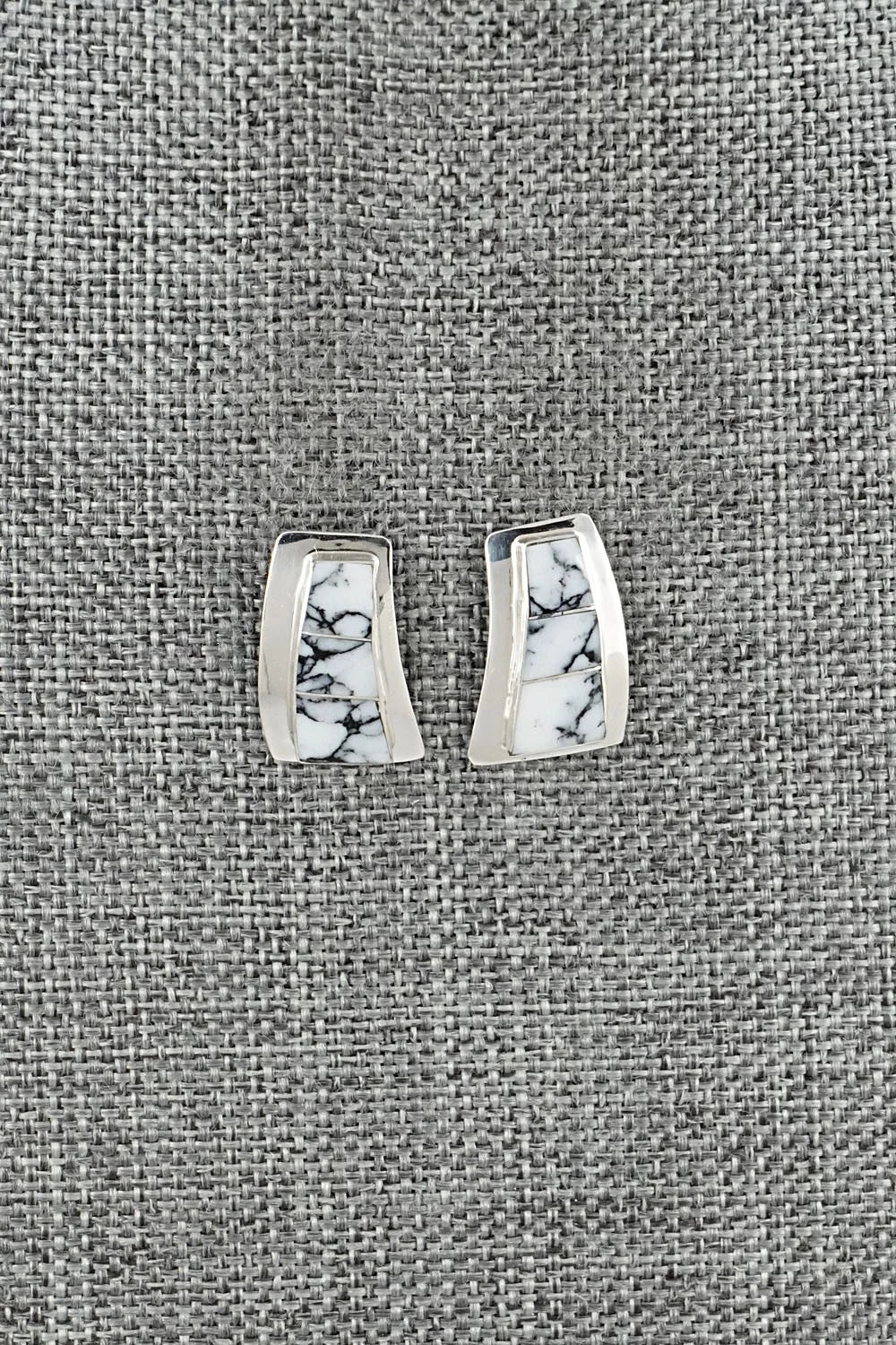 White Buffalo & Sterling Silver Earrings - Nathaniel Johnson