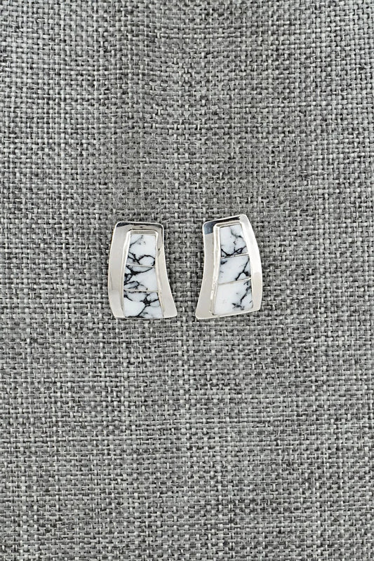 White Buffalo & Sterling Silver Earrings - Nathaniel Johnson