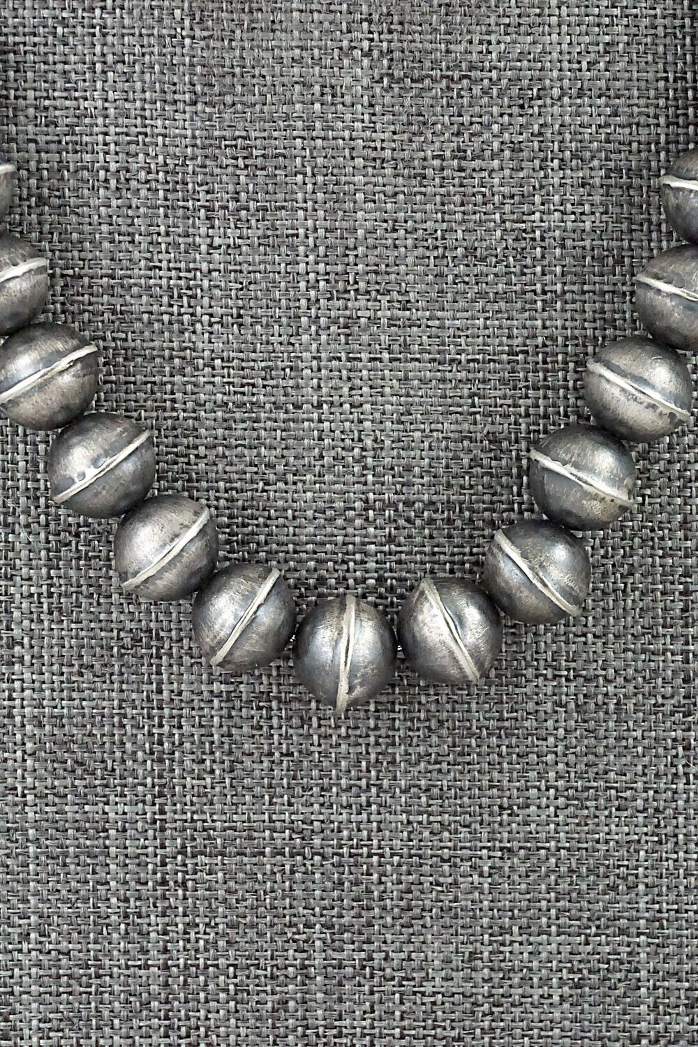 Sterling Silver Navajo Pearl Necklace 26" - Gilbert Martin