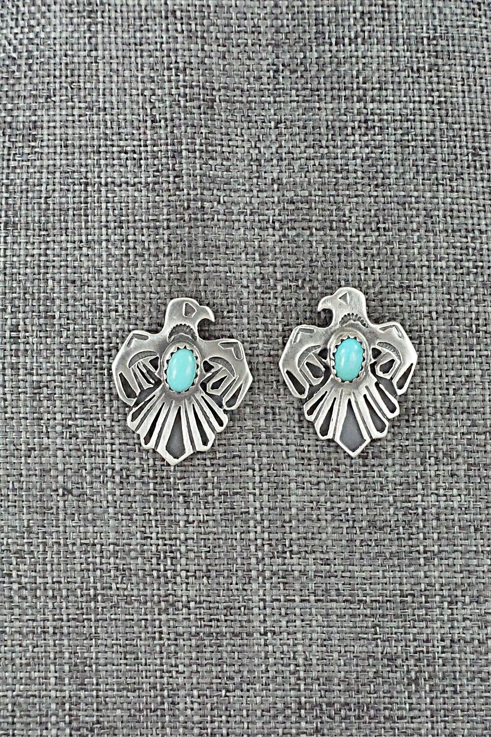 Turquoise & Sterling Silver Earrings - Jerryson Henio