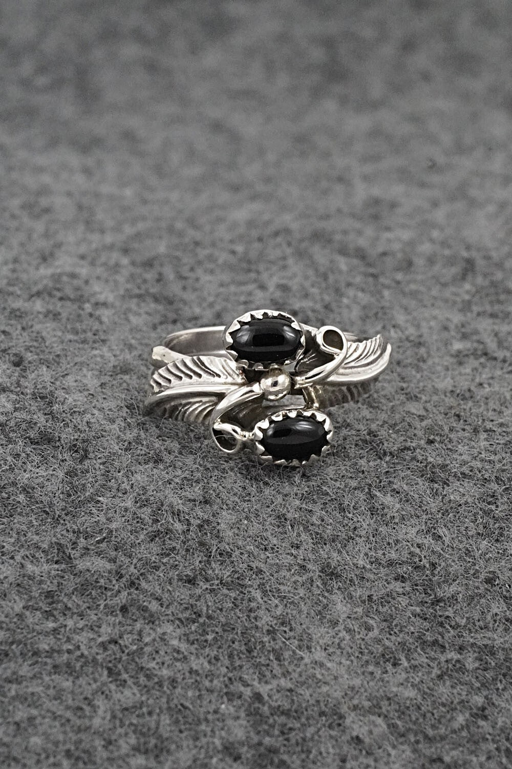 Onyx & Sterling Silver Ring - Harry B. Yazzie - Size 6
