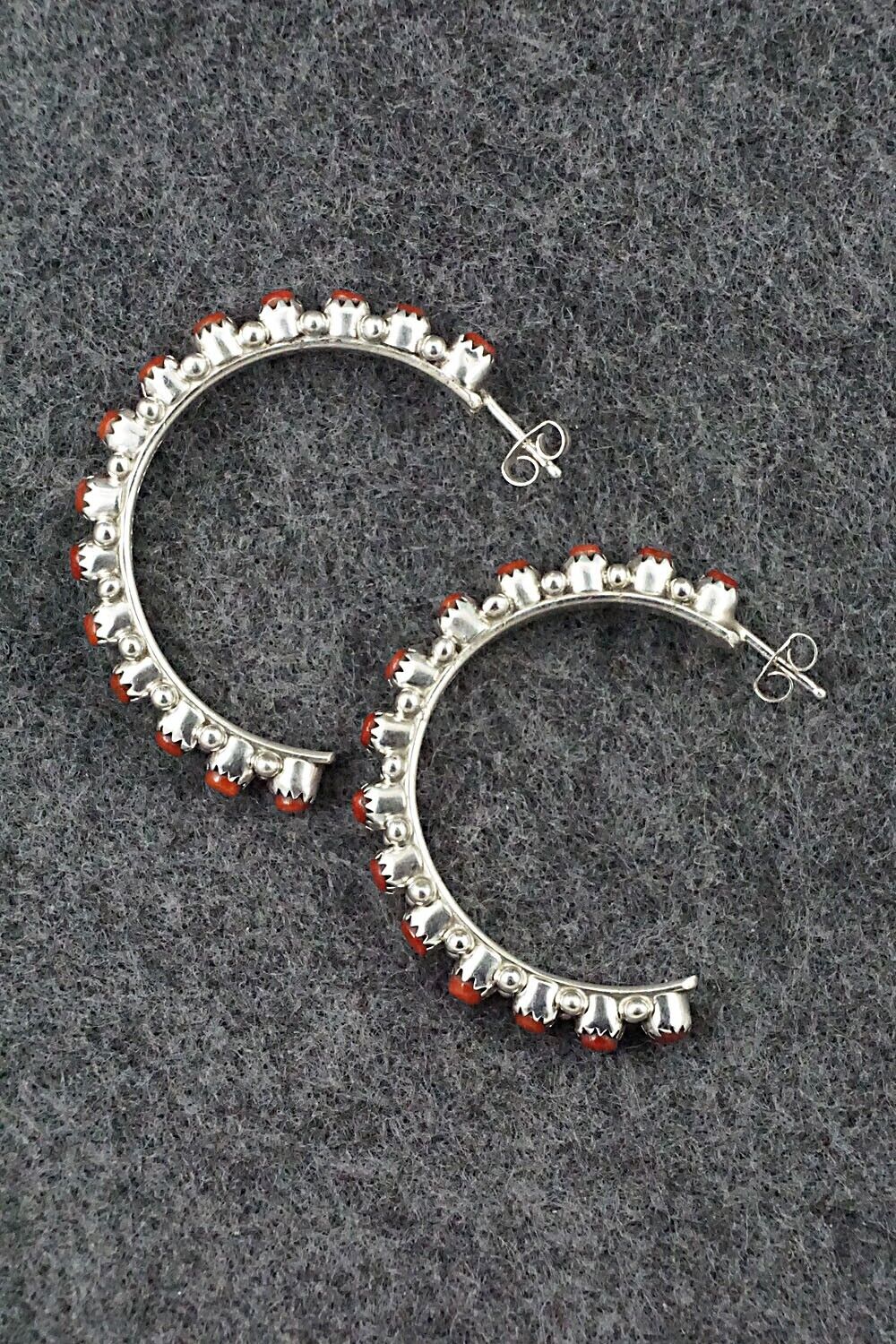 Coral & Sterling Silver Earrings - Murray Hannaweeka