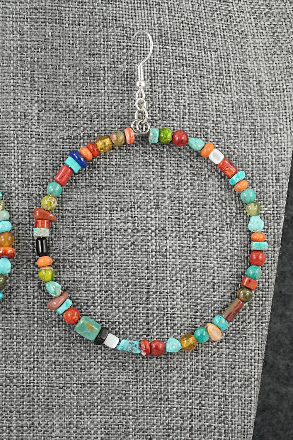 Multi-Stone & Sterling Silver Earrings - Helen Tsosie