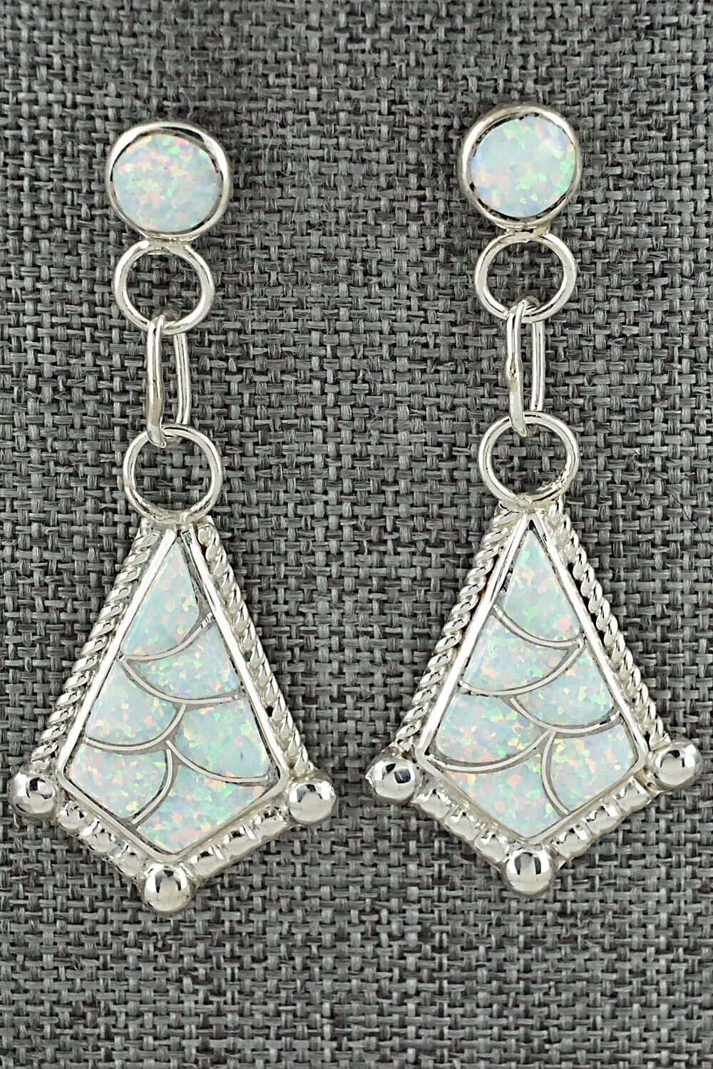 Opalite & Sterling Silver Inlay Earrings - Seoutewa