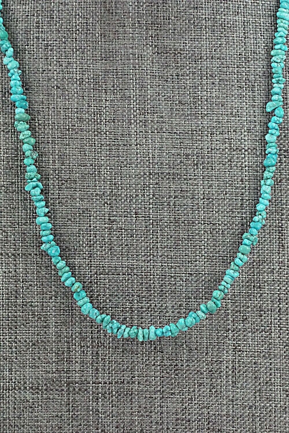 Turquoise & Sterling Silver Necklace 48" - Doreen Jake