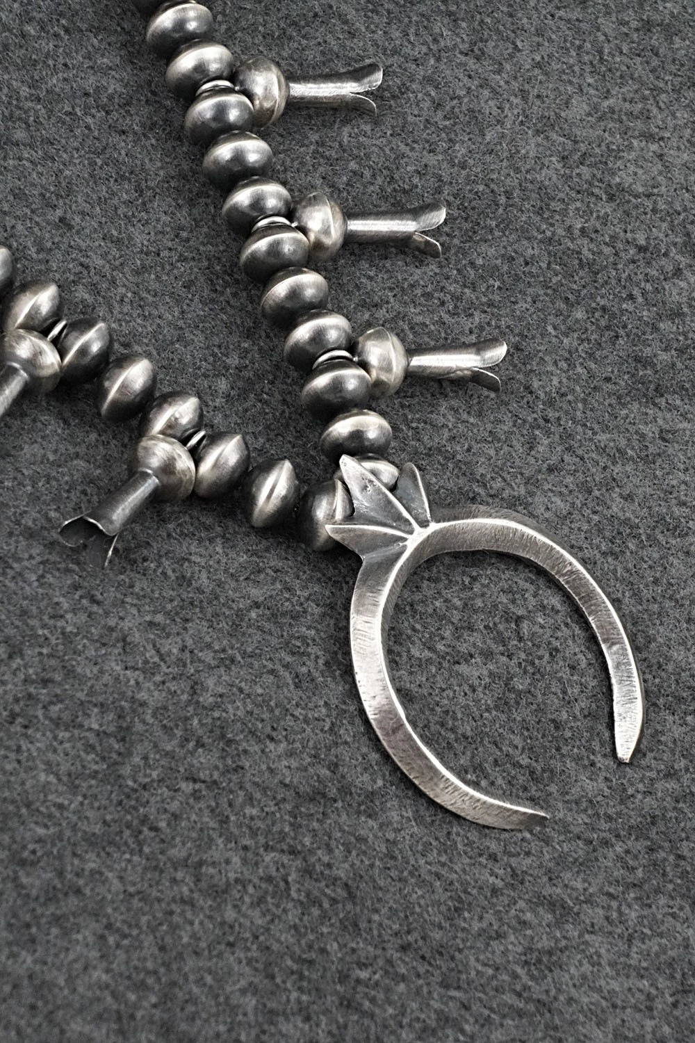 Sterling Silver Navajo Pearl Squash Blossom Necklace - Presley Haley