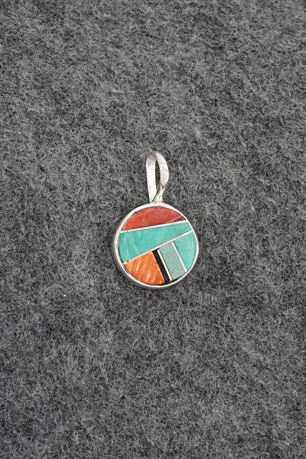 Turquoise, Spiny Oyster & Sterling Silver Pendant - Joseph Martinez