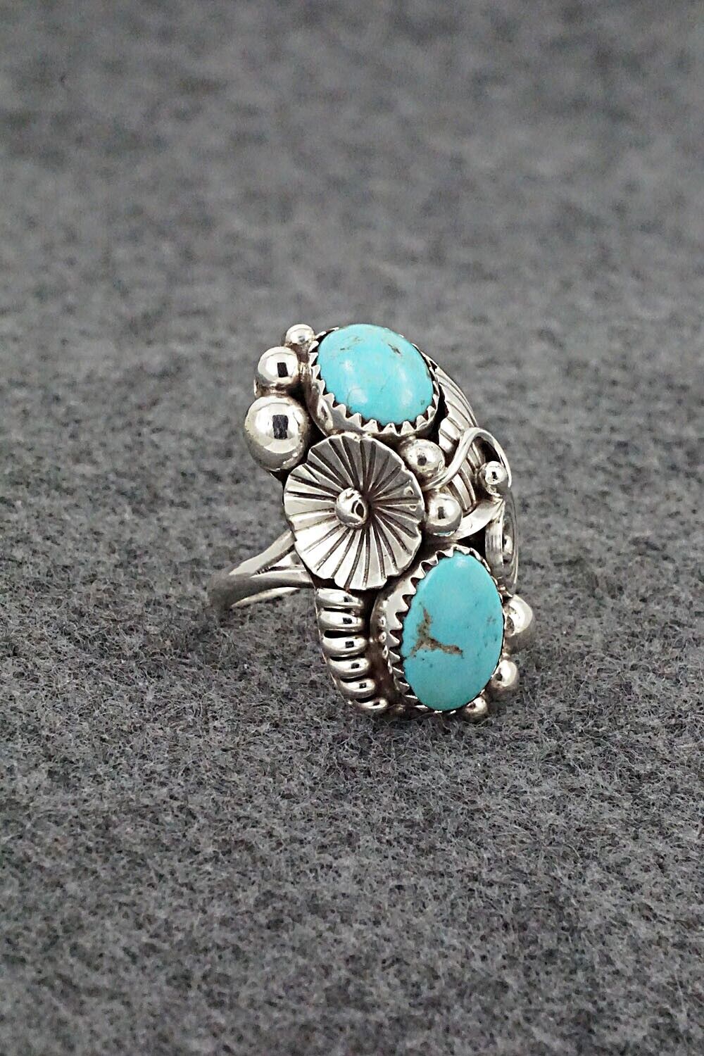 Turquoise & Sterling Silver Ring - Max Calladitto - Size 5.5