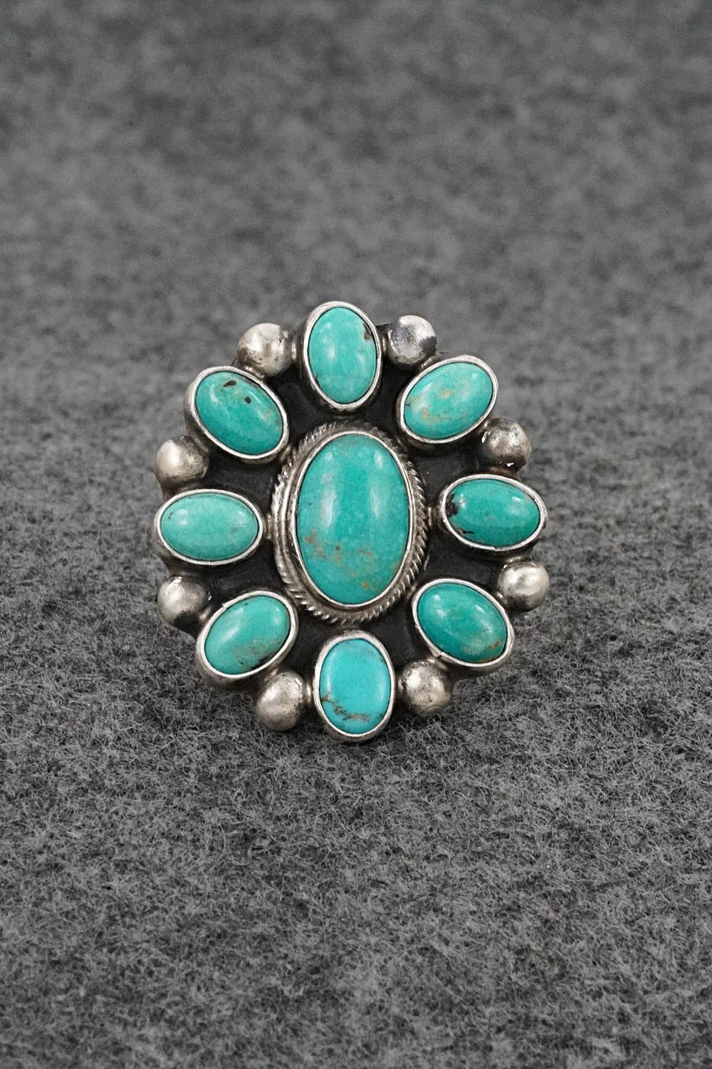 Turquoise & Sterling Silver Ring - Kathleen Livingston - Size Adjustable