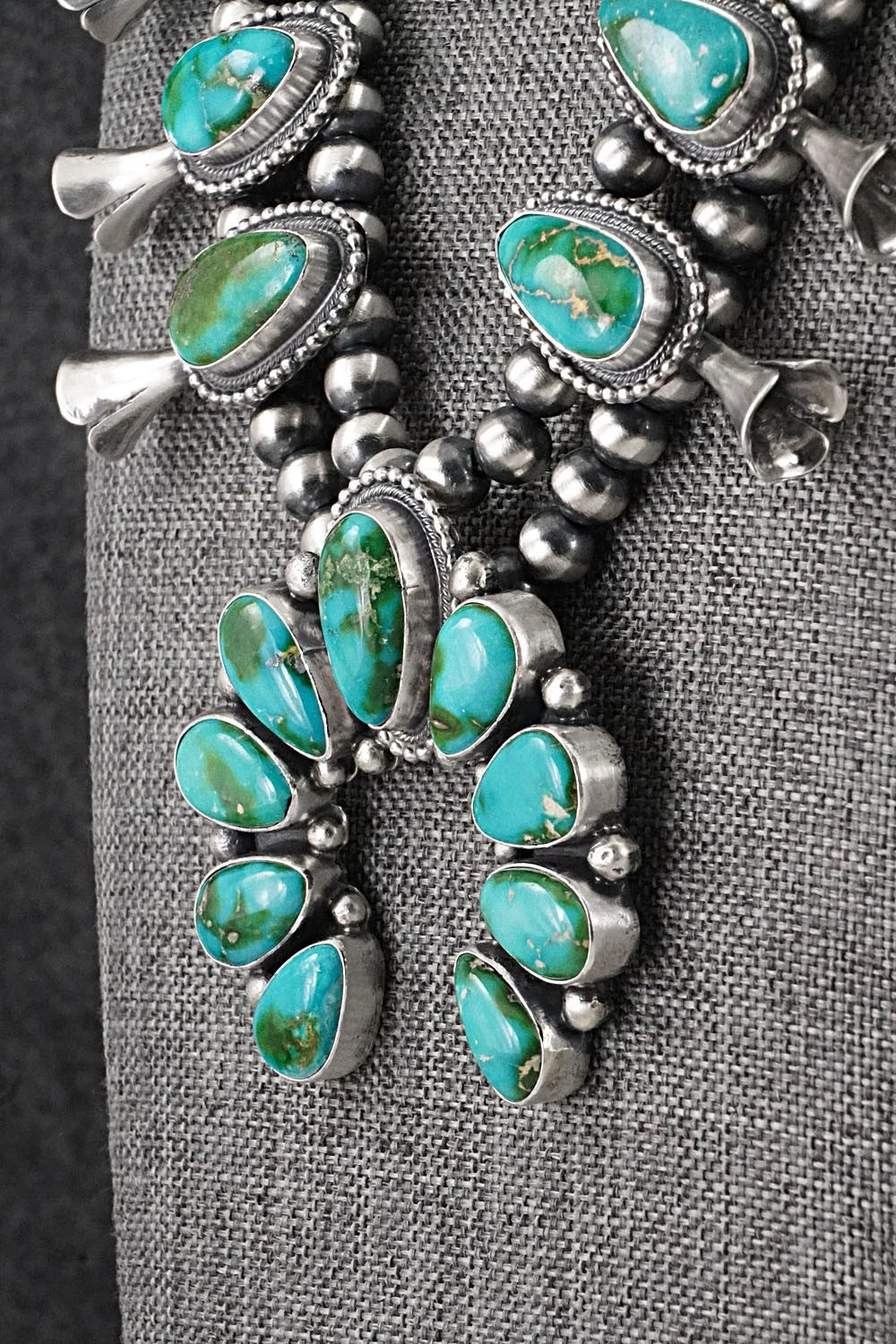 Turquoise & Sterling Silver Squash Blossom Set - Darrin Livingston