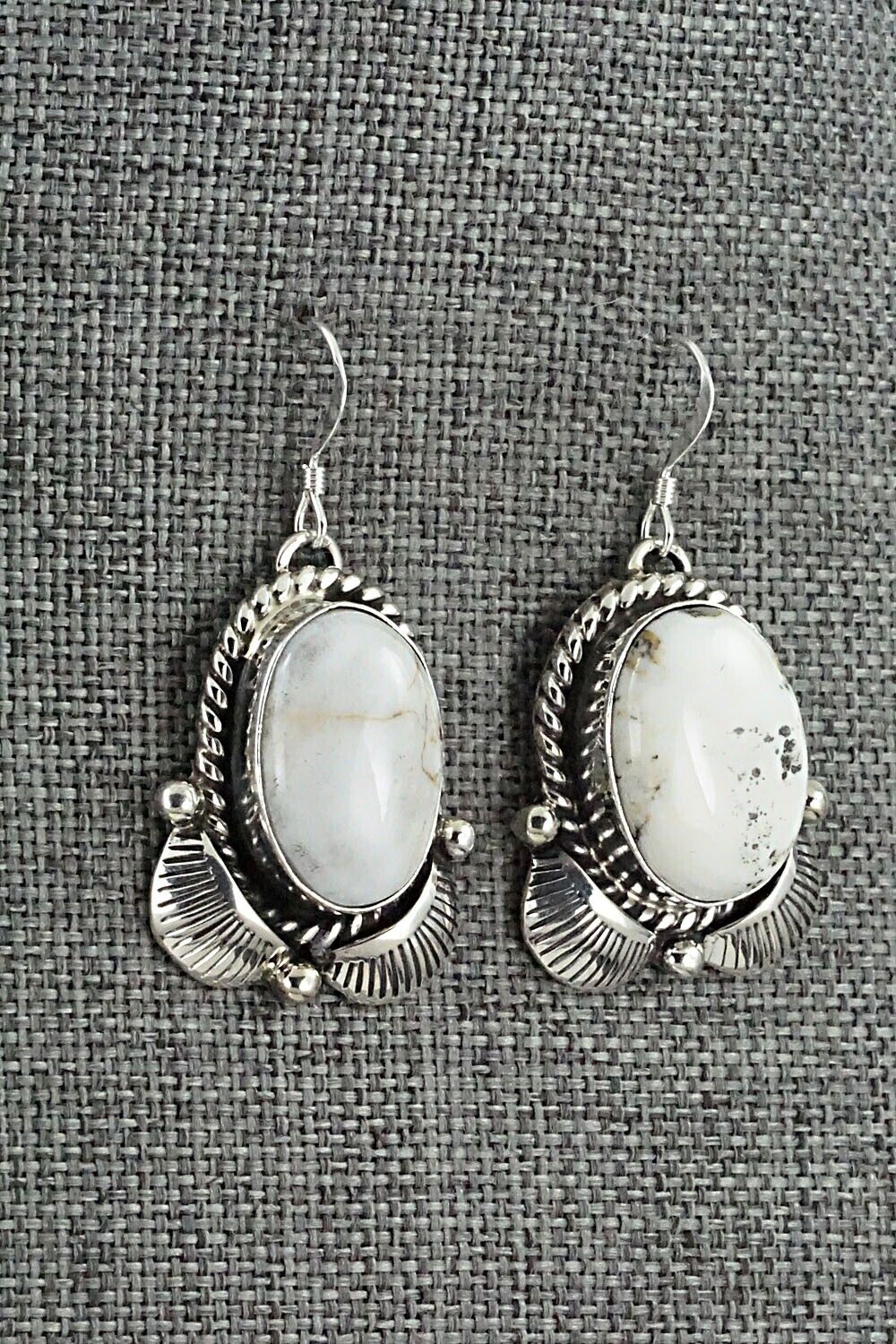 White Buffalo & Sterling Silver Squash Blossom Set - Vernon Johnson
