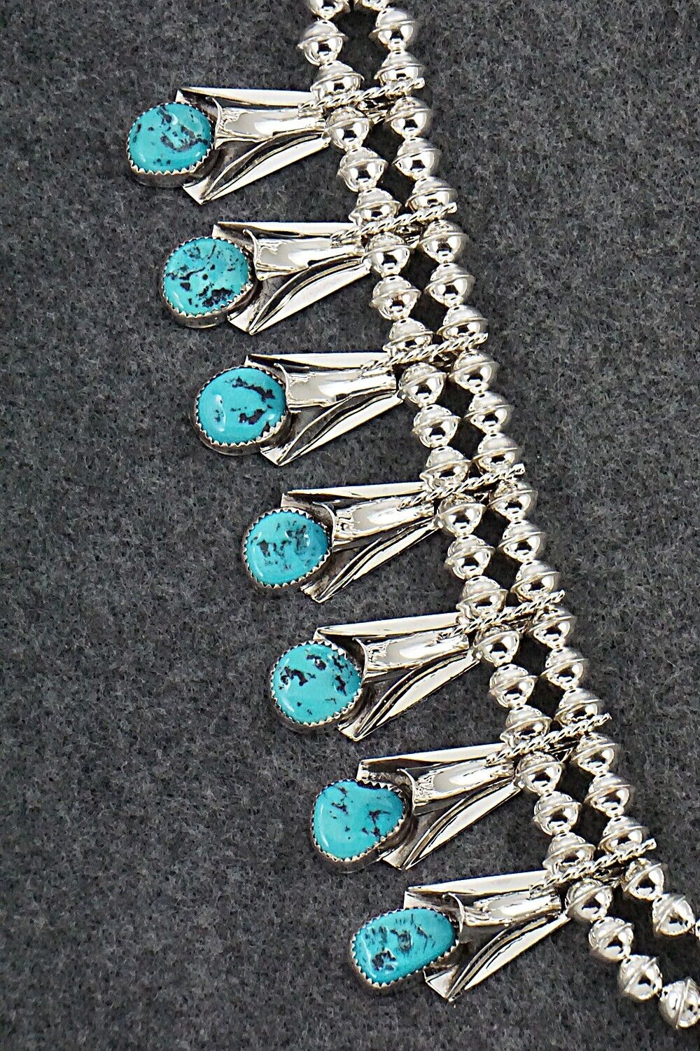 Turquoise & Sterling Silver Squash Blossom Set - Louise Yazzie