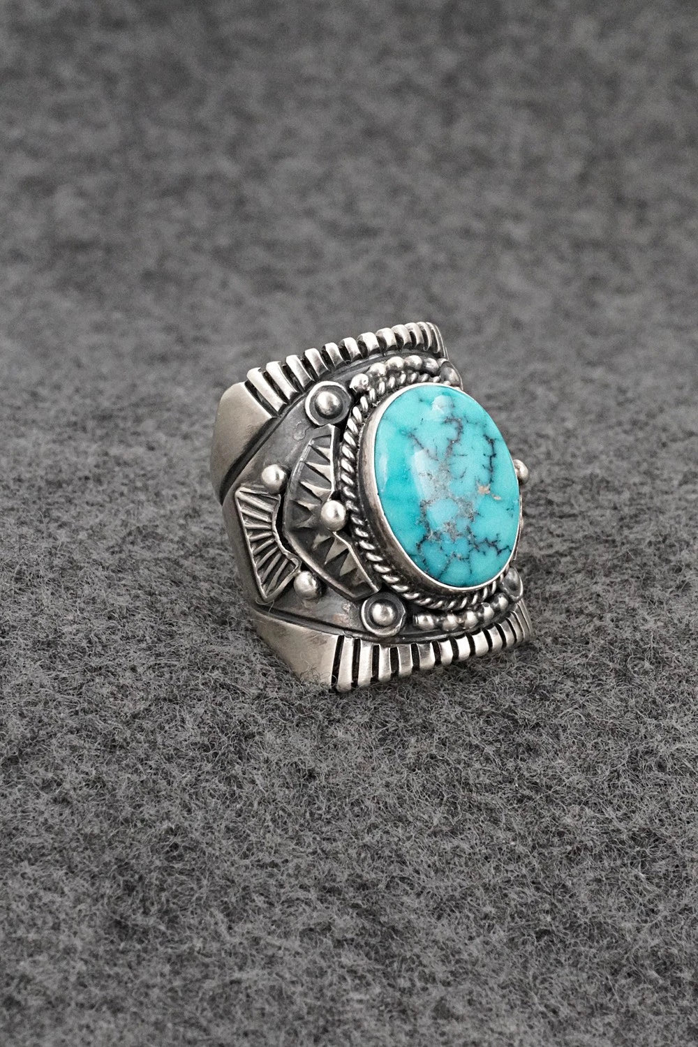 Turquoise & Sterling Silver Ring - Derrick Gordon - Size 7.5