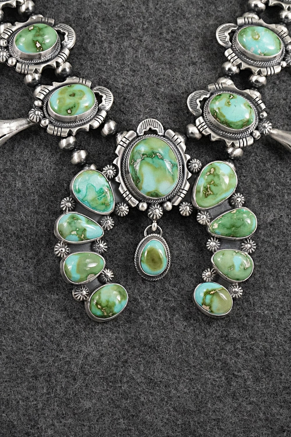 Turquoise & Sterling Silver Squash Blossom Set - Jackson Hoskie