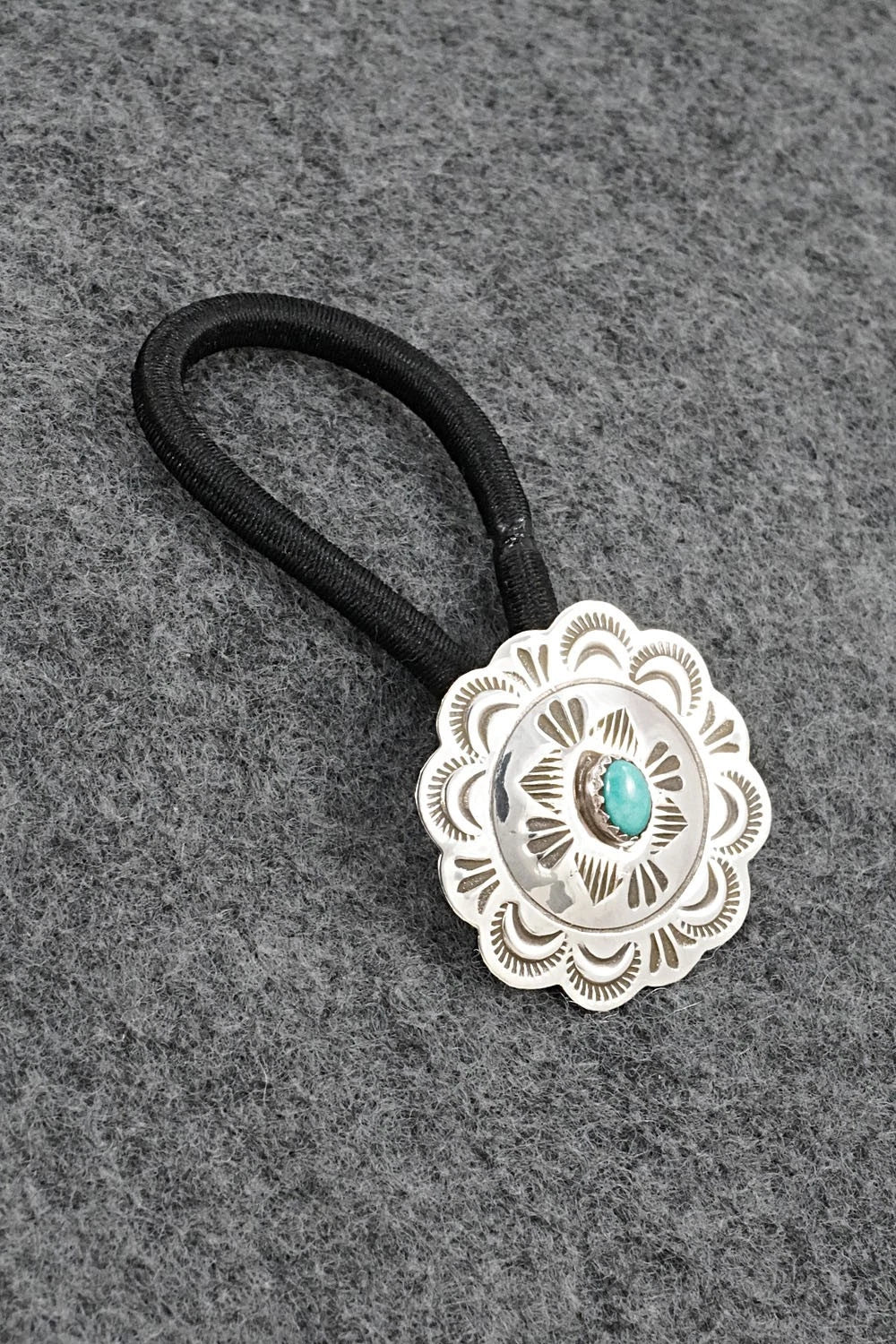 Turquoise & Sterling Silver Hair Tie - Bertha Begay
