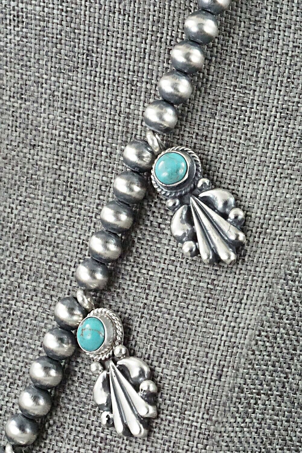 Turquoise & Sterling Silver Squash Blossom Necklace - Bobby Platero