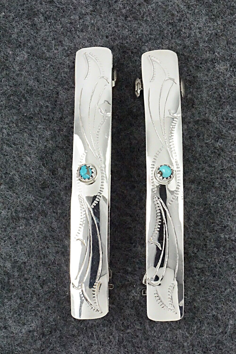 Turquoise & Sterling Silver Hair Barrettes - Randall Dalgai