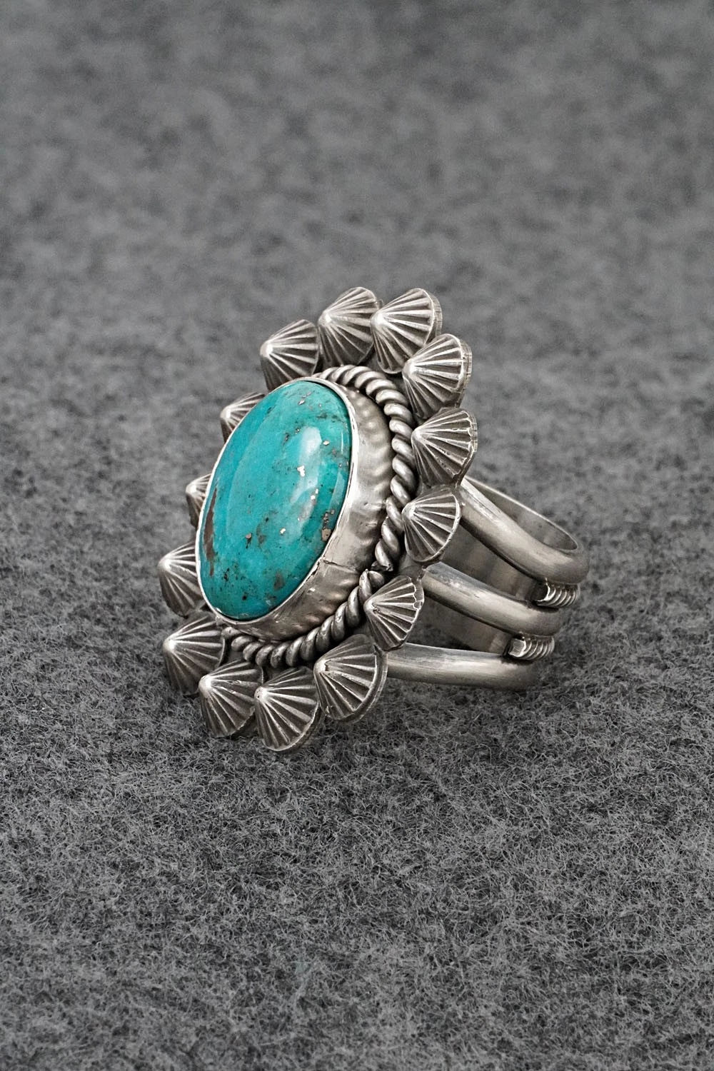 Turquoise & Sterling Silver Ring - Michael Calladitto - Size 8.5