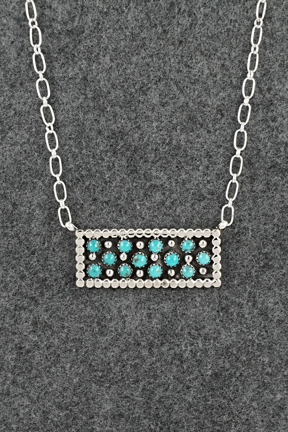 Turquoise & Sterling Silver Necklace - Kenny Lonjose