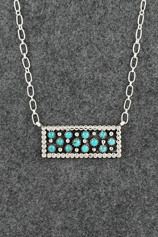 Turquoise & Sterling Silver Necklace - Kenny Lonjose