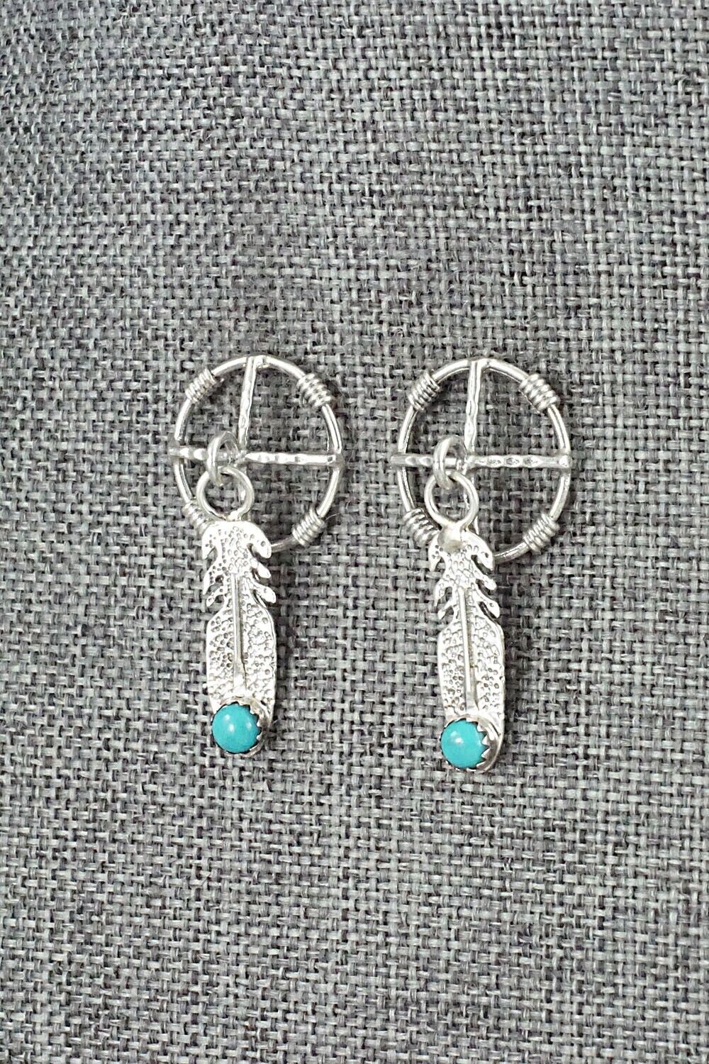 Turquoise and Sterling Silver Earrings - Kenny Lonjose