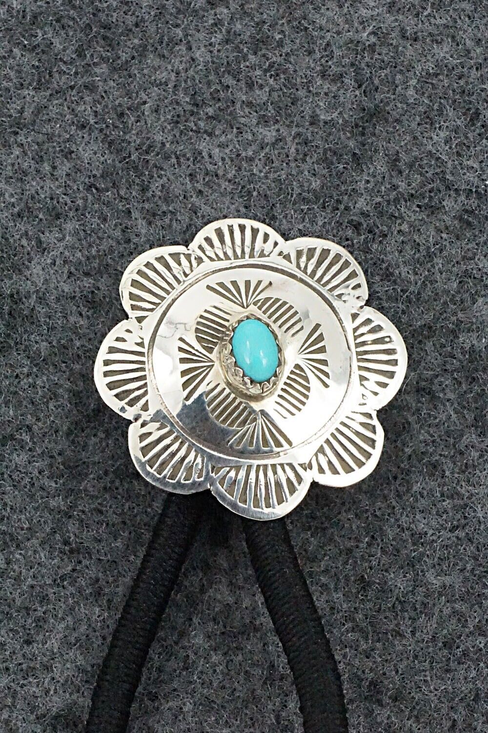 Turquoise & Sterling Silver Hair Tie - Bertha Begay