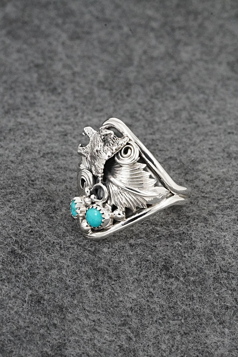 Turquoise & Sterling Silver Ring - Darrell Morgan - Size 13