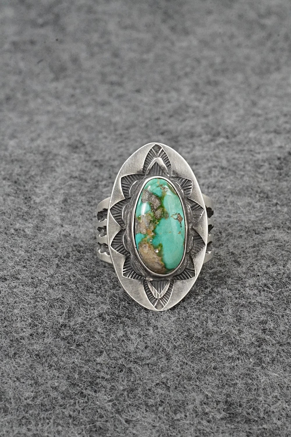 Turquoise & Sterling Silver Ring - Calvin Martinez - Size 8