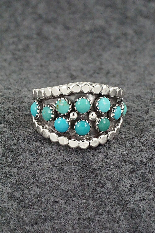 Turquoise & Sterling Silver Ring - Kenny Lonjose - Size 9