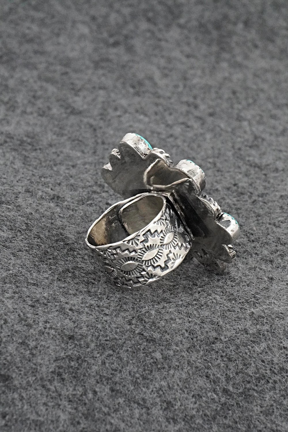 Turquoise & Sterling Silver Ring - Delbert Arviso - Size 8 Adj.