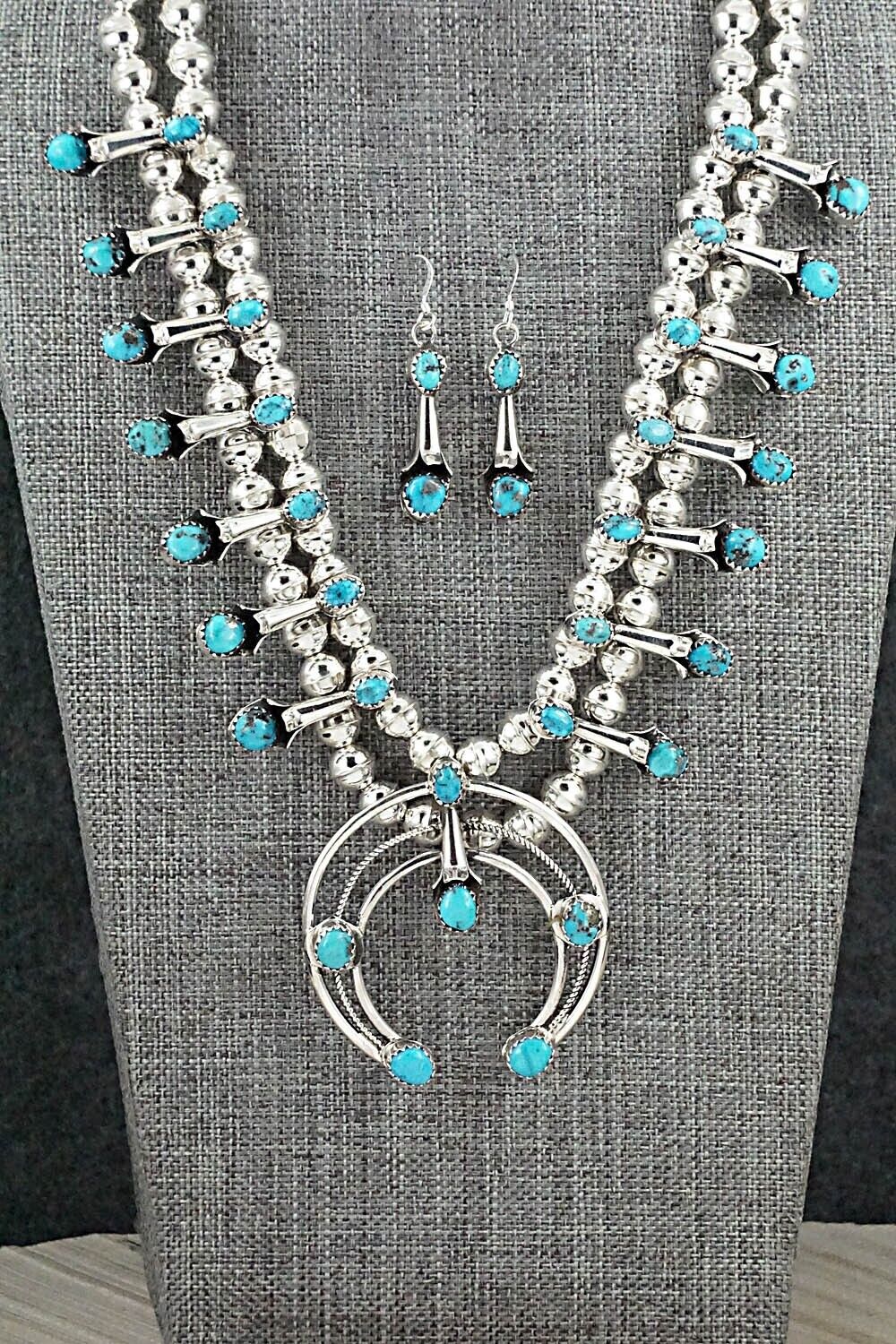 Turquoise & Sterling Silver Squash Blossom Set - Phil Garcia