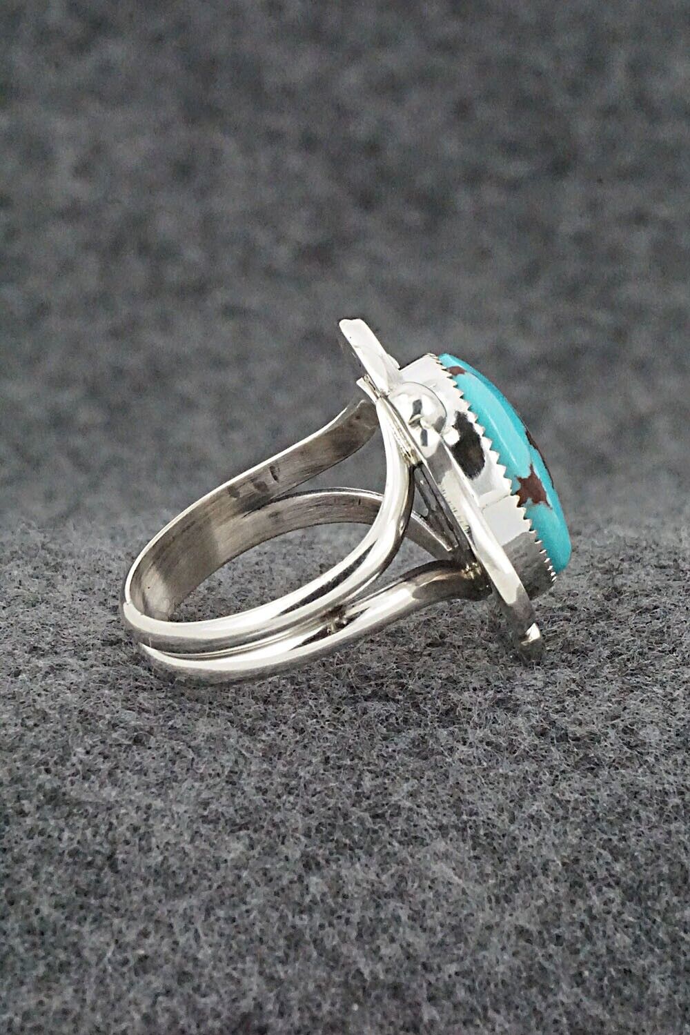 Turquoise & Sterling Silver Ring - Leslie Nez - Size 11