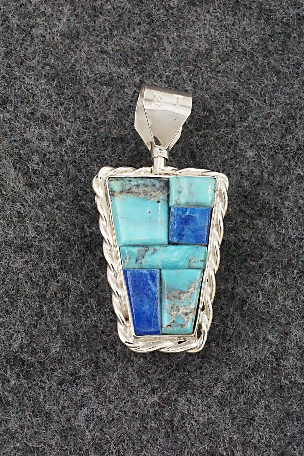 Turquoise, Lapis & Sterling Silver Double-Sided Pendant - Bevis Tsadasi