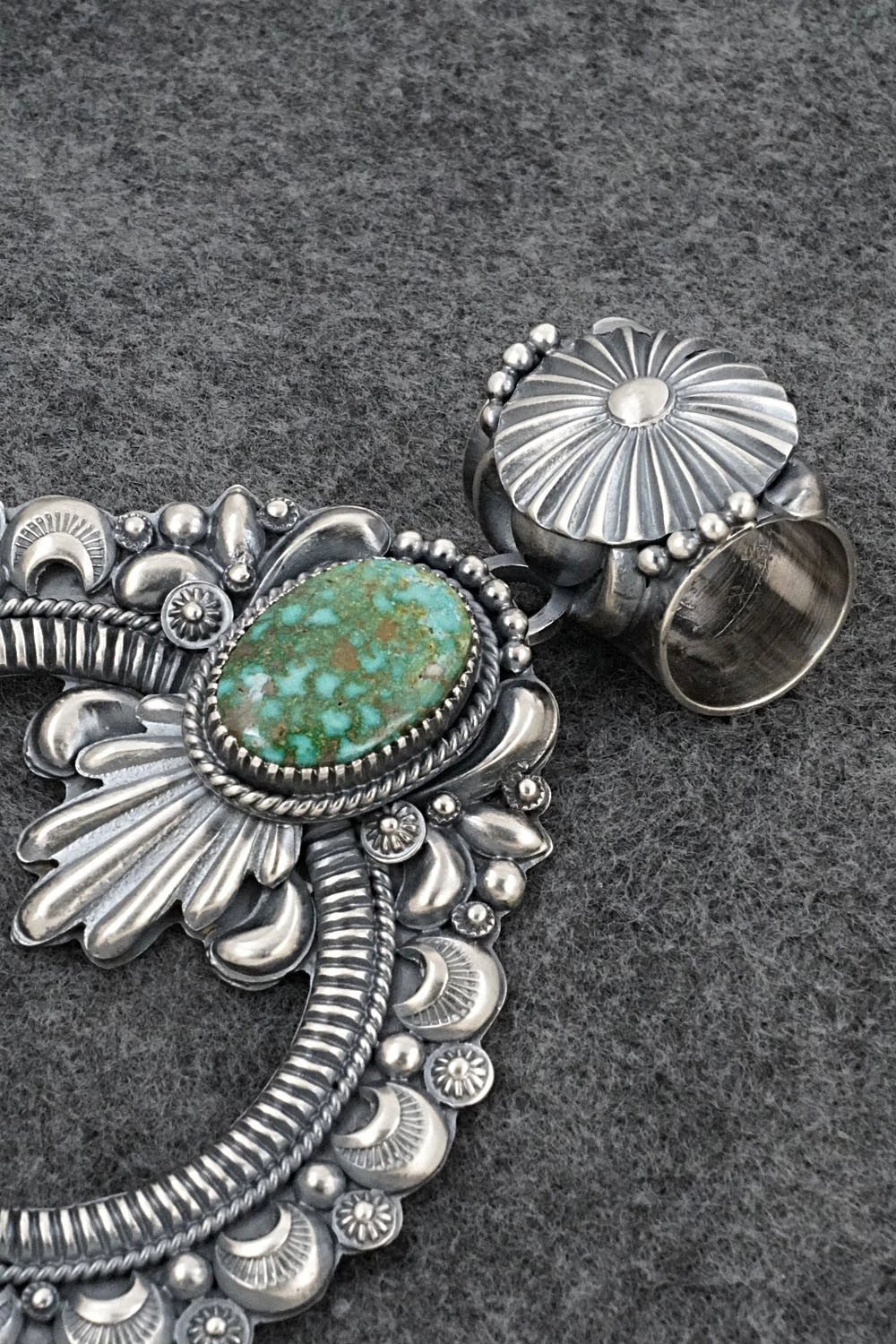 Turquoise & Sterling Silver Naja Pendant - Delbert Gordon