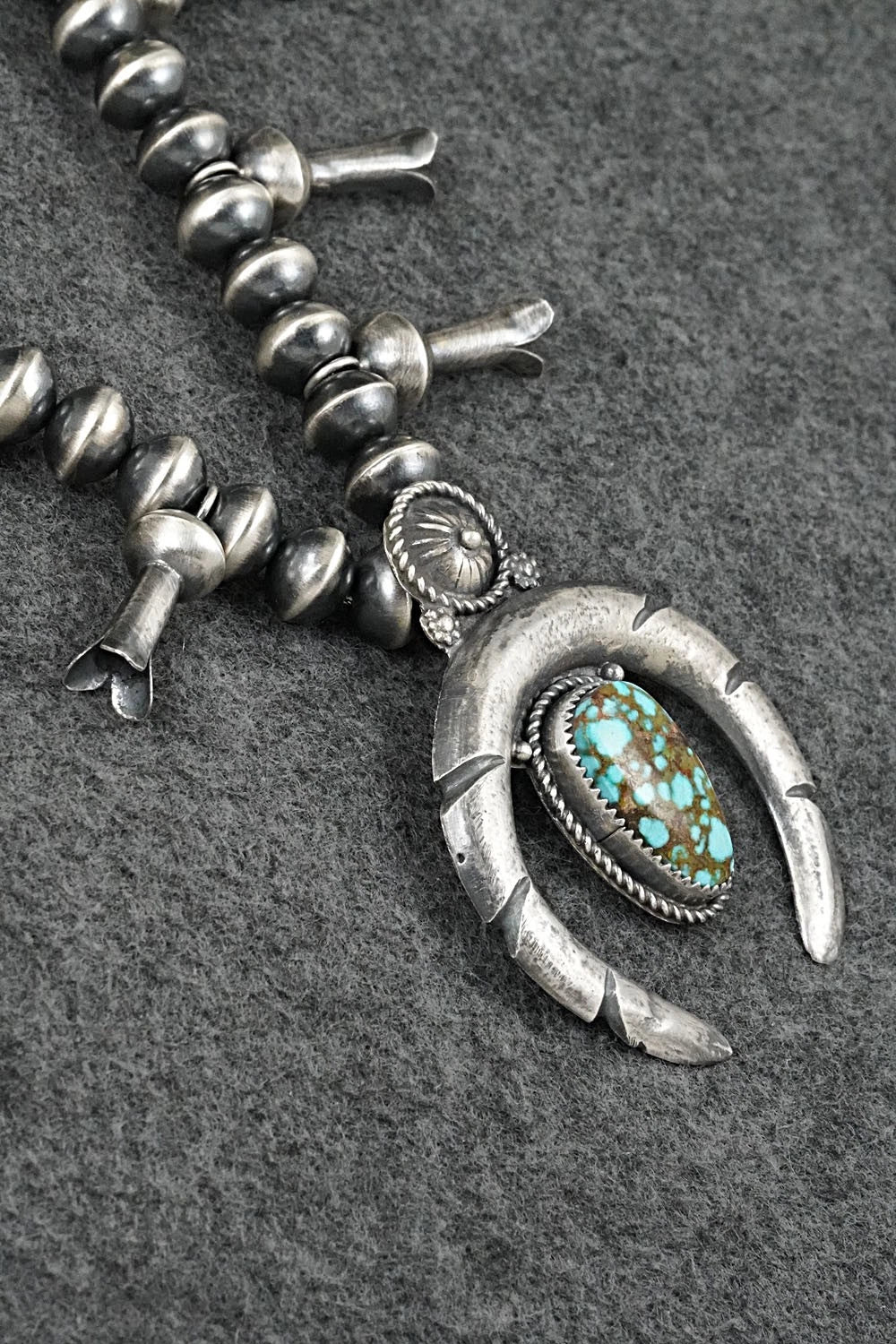 Turquoise & Sterling Silver Squash Blossom Necklace - Preston Haley