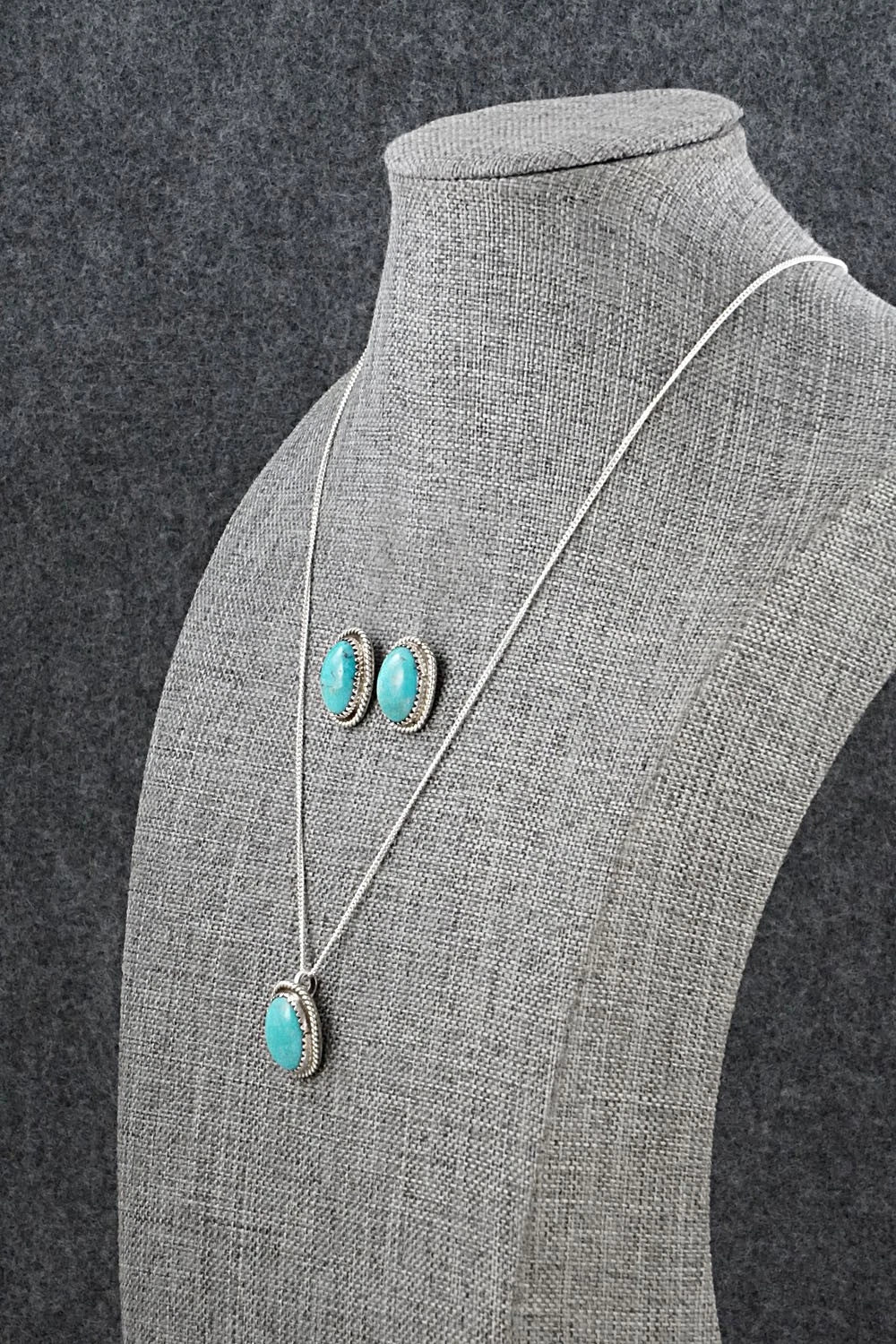 Turquoise & Sterling Silver Necklace and Earrings Set - Murray Hannaweeka