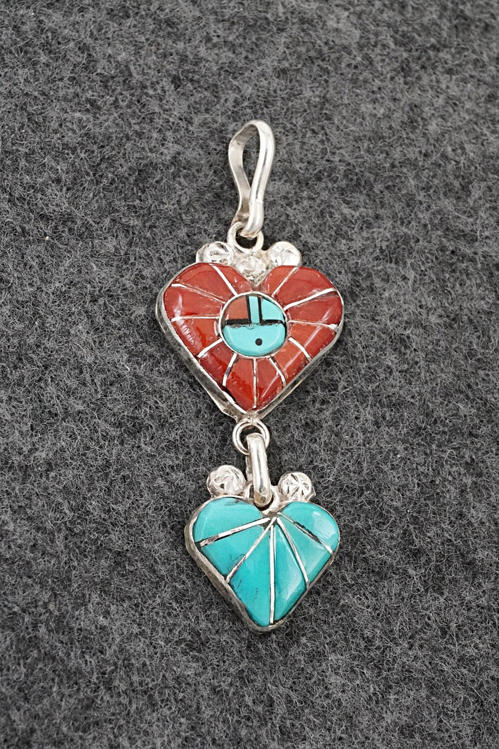 Multi-Stone & Sterling Silver Inlay Pendant - Ola Eriacho