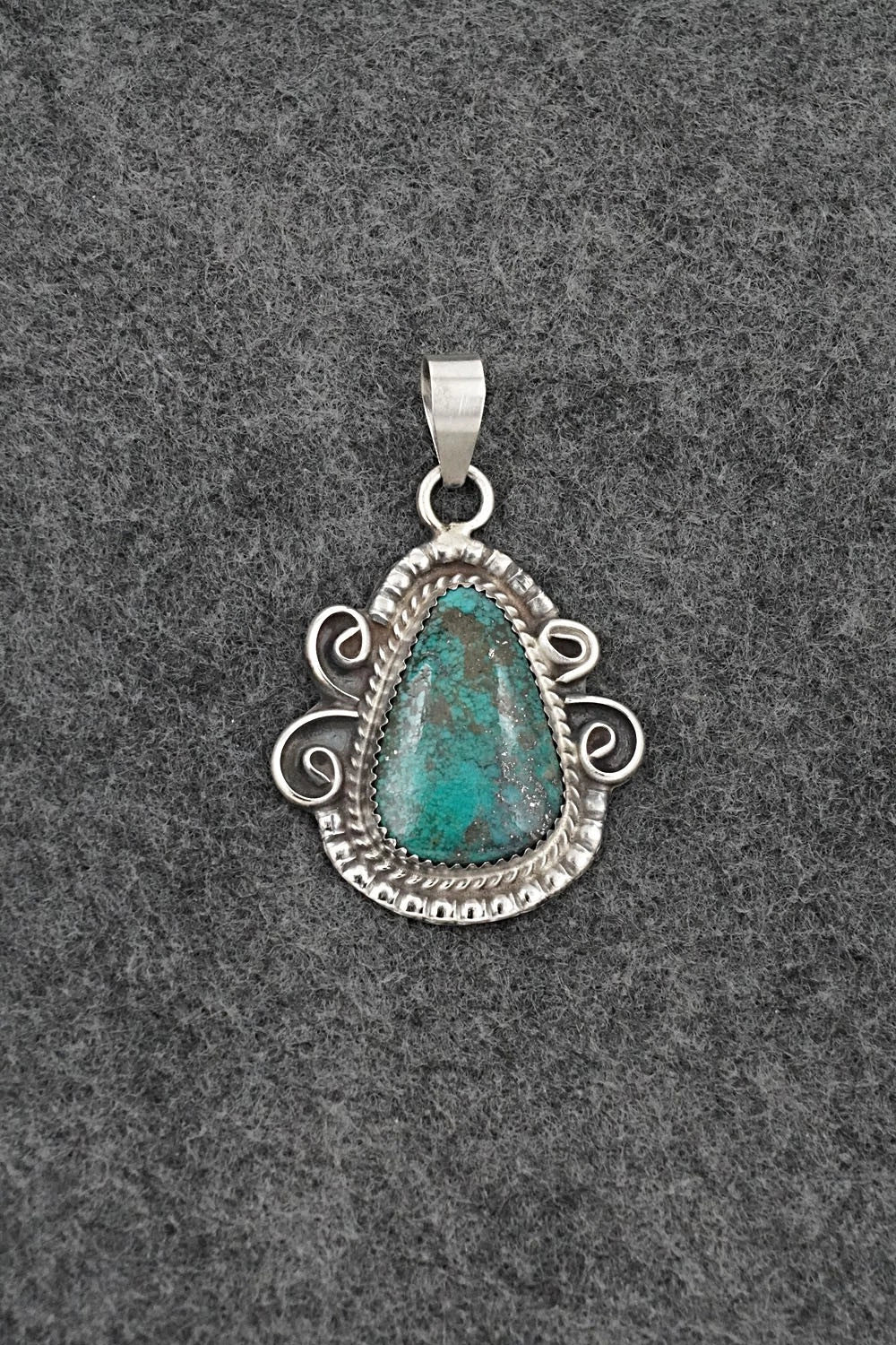 Turquoise and Sterling Silver Pendant - Leslie Nez