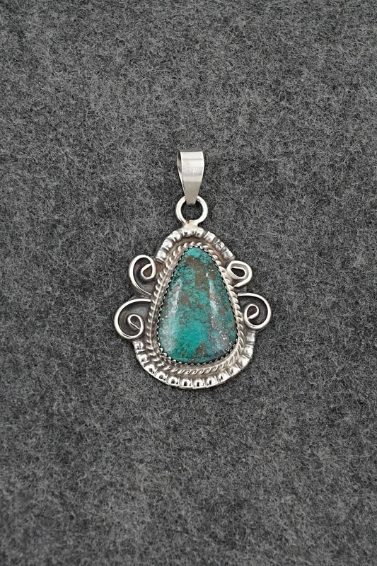 Turquoise and Sterling Silver Pendant - Leslie Nez