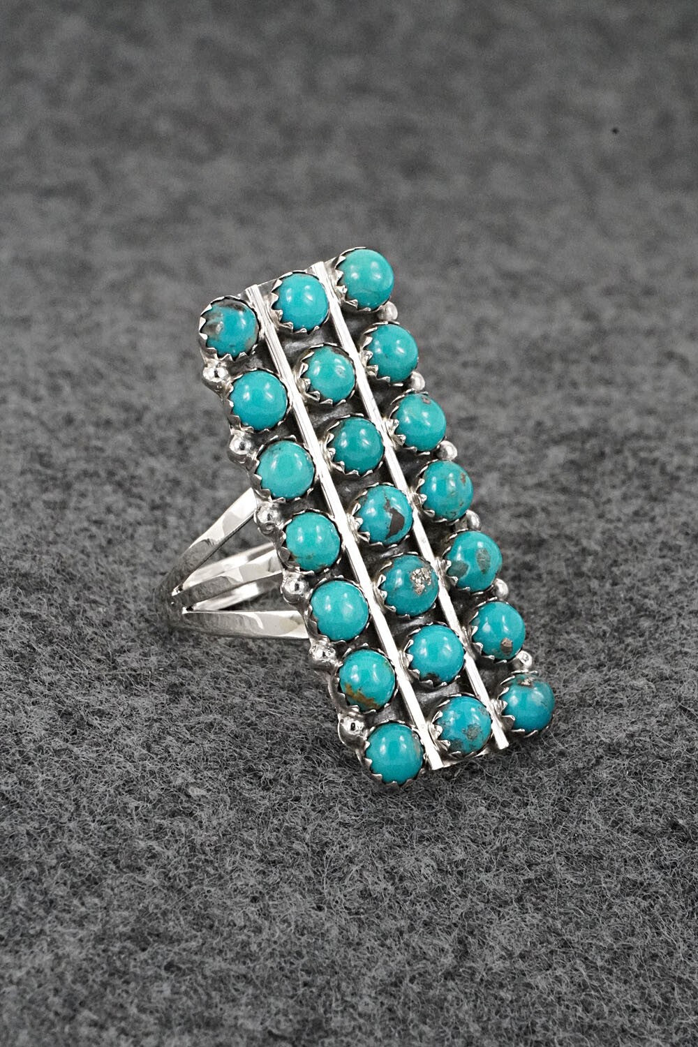 Turquoise & Sterling Silver Ring - Kenny Lonjose - Size 9