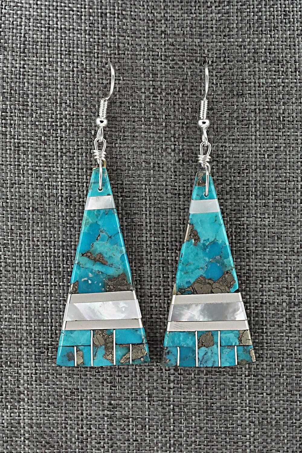 Turquoise, Mother of Pearl & Sterling Silver Earrings - Daniel Coriz
