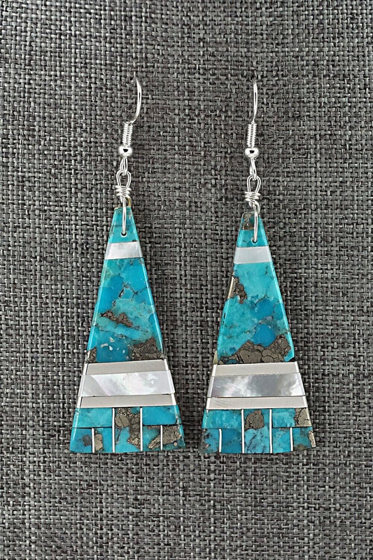 Turquoise, Mother of Pearl & Sterling Silver Earrings - Daniel Coriz