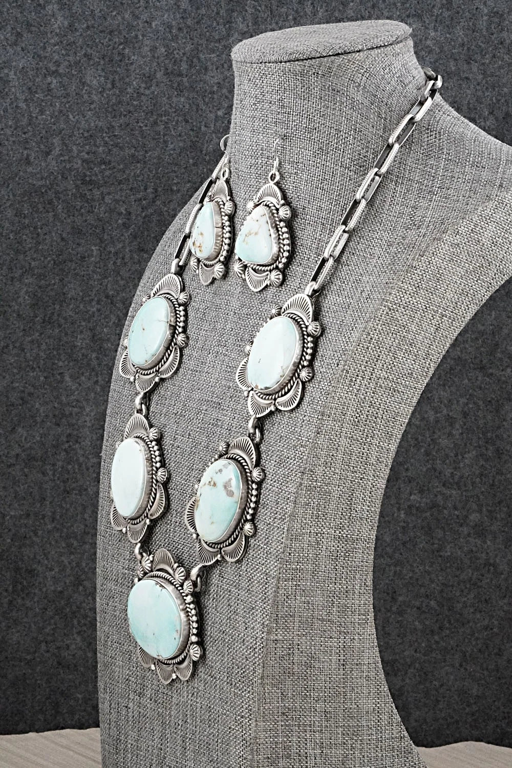 Turquoise & Sterling Silver Necklace and Earrings Set - Rosita Calladitto