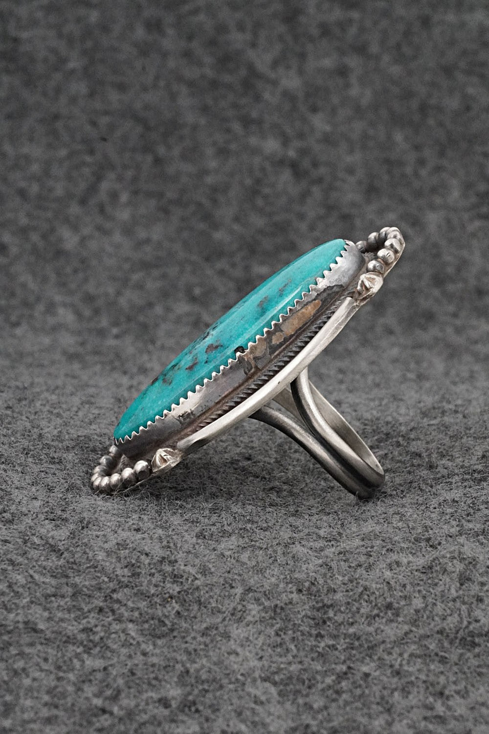 Turquoise & Sterling Silver Ring - Leslie Nez - Size 9.5