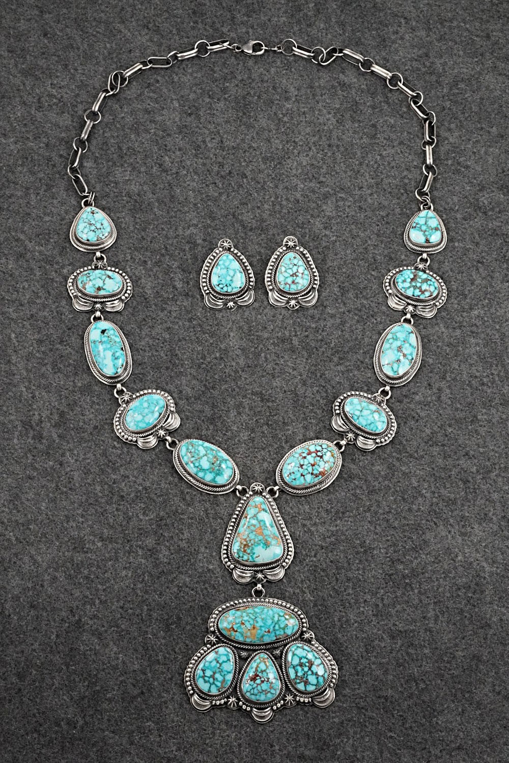 Turquoise & Sterling Silver Necklace and Earrings Set - Randy Boyd