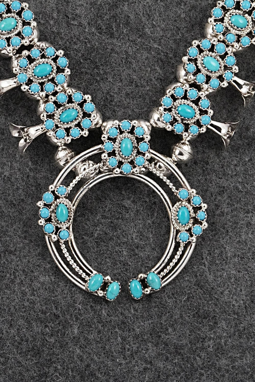 Turquoise & Sterling Silver Squash Blossom Set - Nathaniel Curley