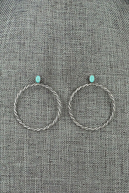 Turquoise & Sterling Silver Earrings - Nelson Leonard Jr.